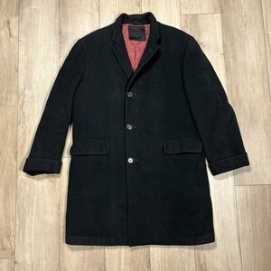 Vtg Dhalishan Men's 100% Cashmere Long Trench Coat Black Size 42 by Hand Measure